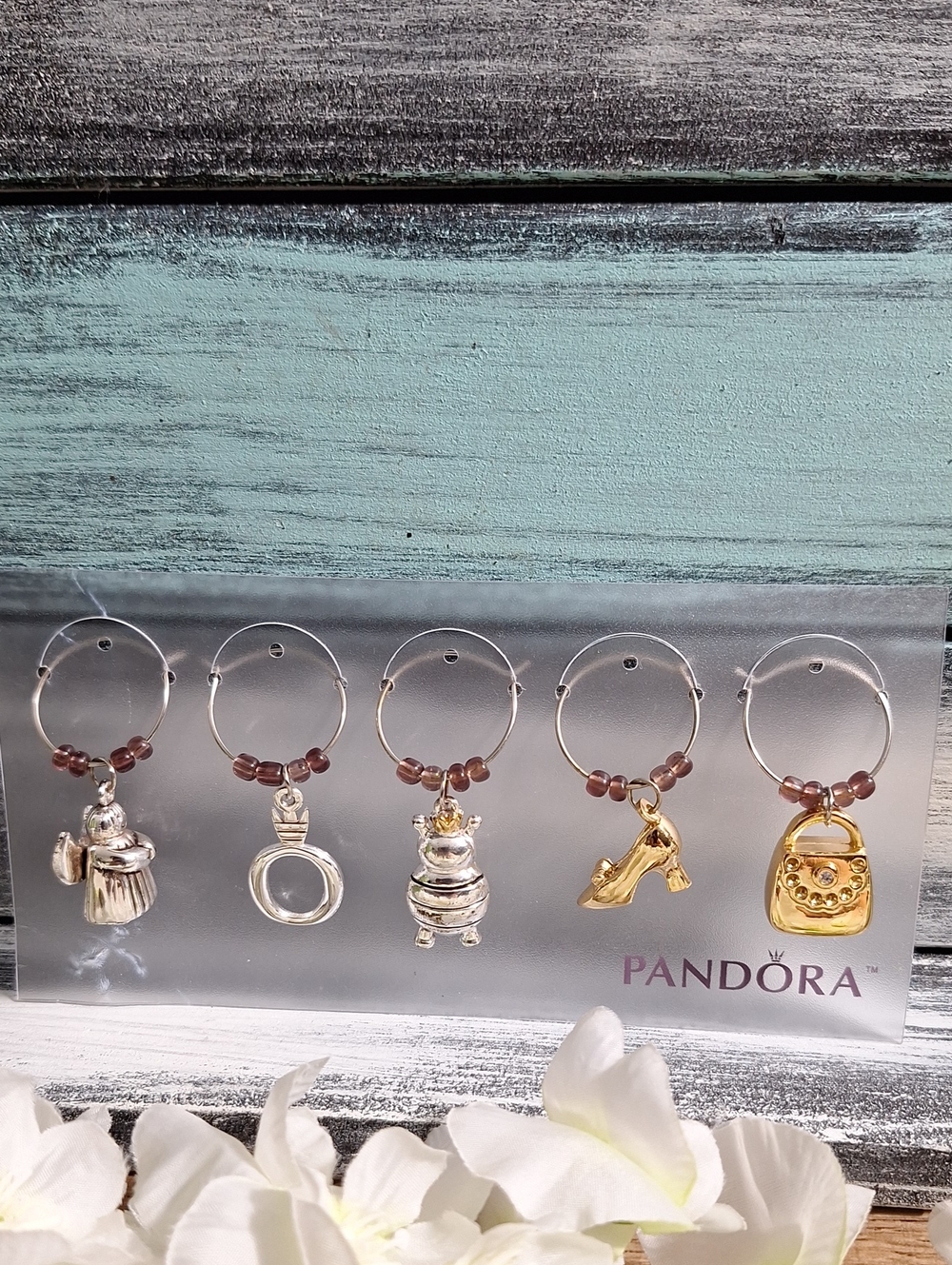 #ACP Pandora Two-Tone Charm Wine Glass Marker Set